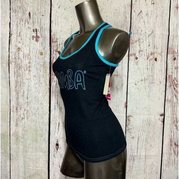 ZUMBA FITNESS sporty stretchy black tank top Blue “Join the Party” XXLarge NWT - Picture 4 of 10